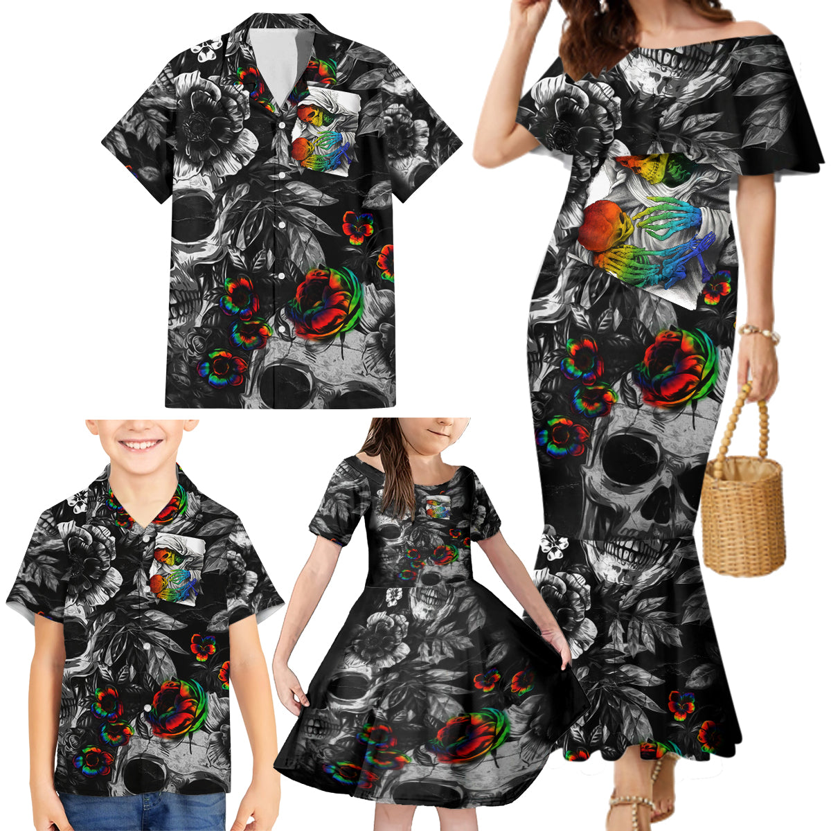 LGBT Family Matching Mermaid Dress and Hawaiian Shirt Lgbt We Are Born Of Love Love Is Our Mother - Wonder Print Shop