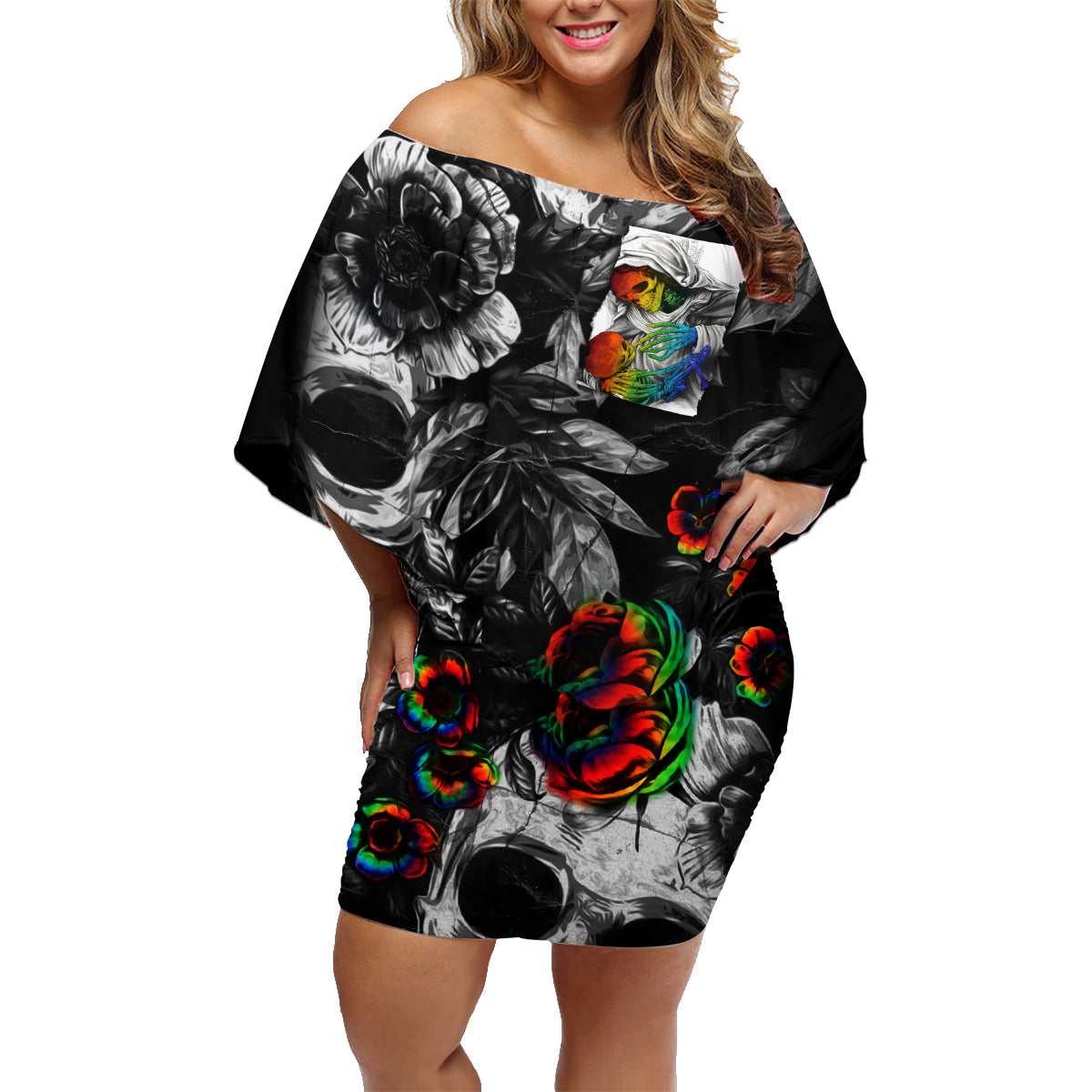 LGBT Family Matching Off Shoulder Short Dress and Hawaiian Shirt Lgbt We Are Born Of Love Love Is Our Mother - Wonder Print Shop