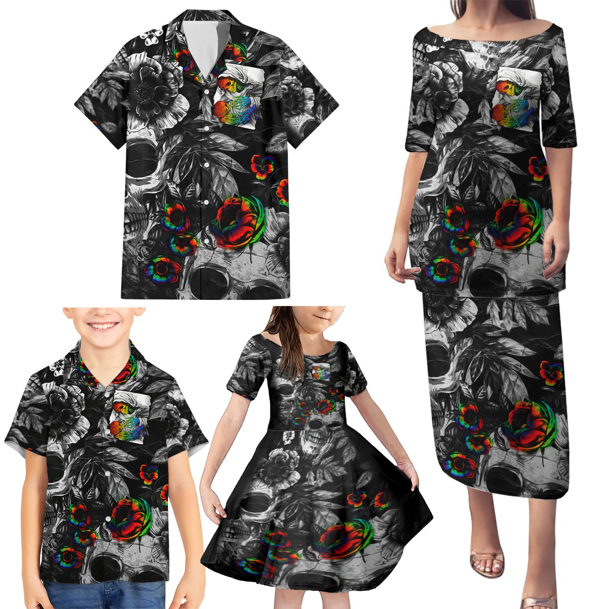LGBT Family Matching Puletasi Dress and Hawaiian Shirt Lgbt We Are Born Of Love Love Is Our Mother - Wonder Print Shop