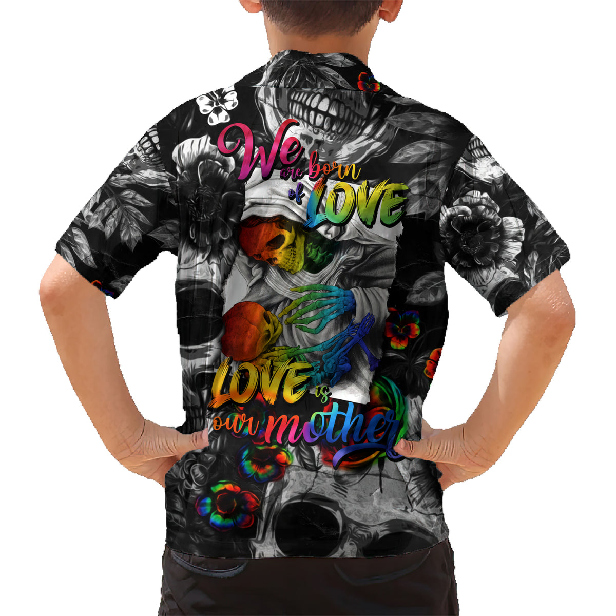 LGBT Family Matching Short Sleeve Bodycon Dress and Hawaiian Shirt Lgbt We Are Born Of Love Love Is Our Mother - Wonder Print Shop