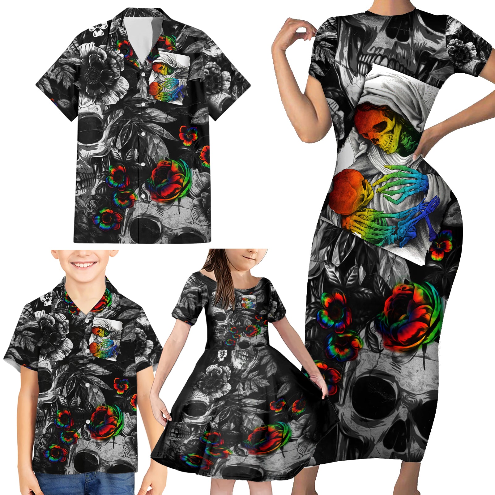 LGBT Family Matching Short Sleeve Bodycon Dress and Hawaiian Shirt Lgbt We Are Born Of Love Love Is Our Mother - Wonder Print Shop