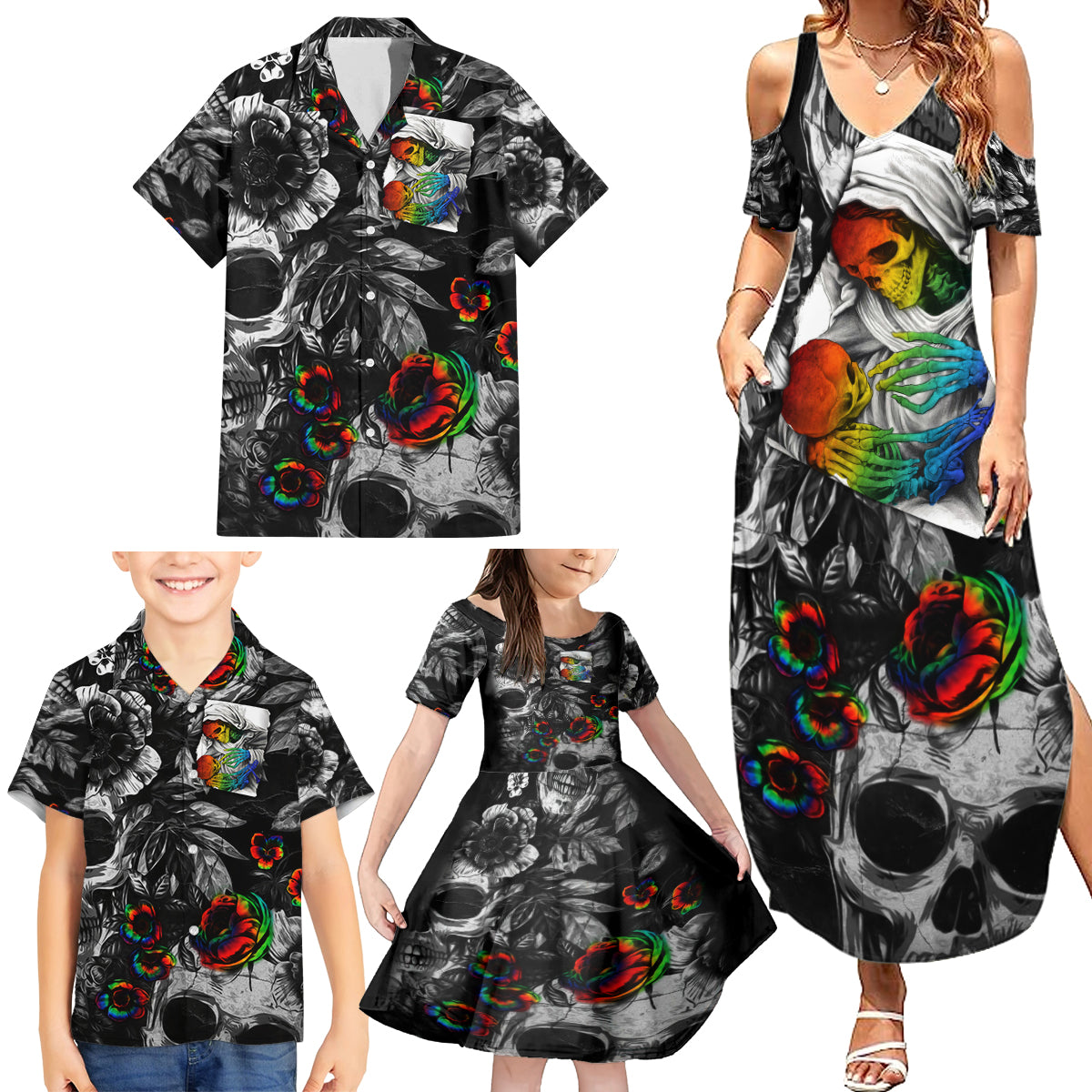 LGBT Family Matching Summer Maxi Dress and Hawaiian Shirt Lgbt We Are Born Of Love Love Is Our Mother - Wonder Print Shop