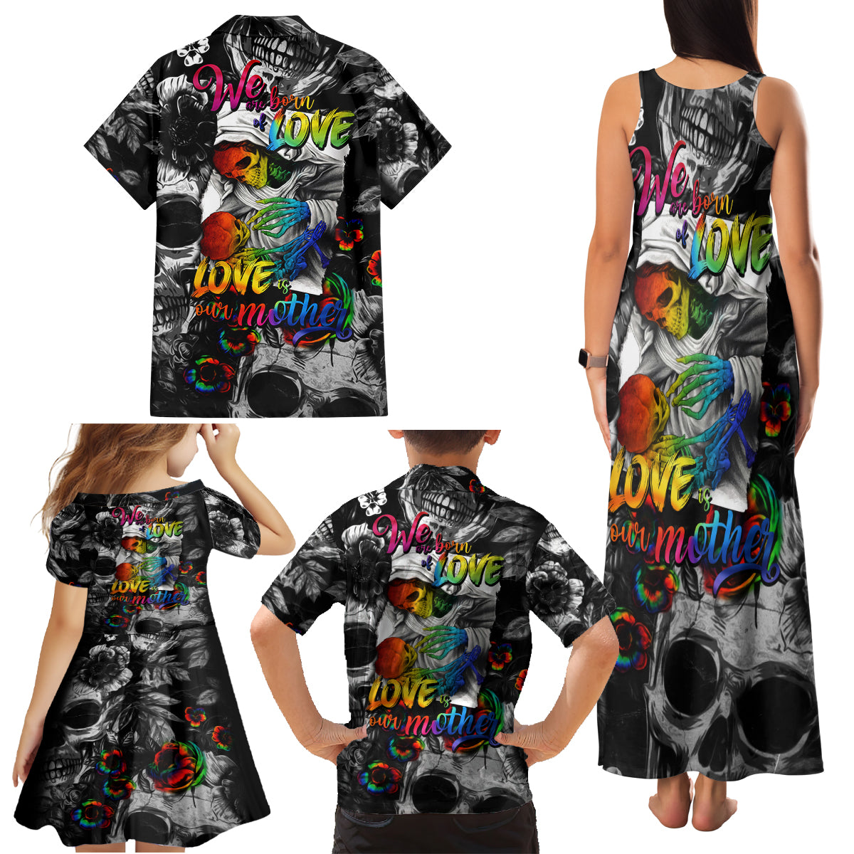LGBT Family Matching Tank Maxi Dress and Hawaiian Shirt Lgbt We Are Born Of Love Love Is Our Mother - Wonder Print Shop