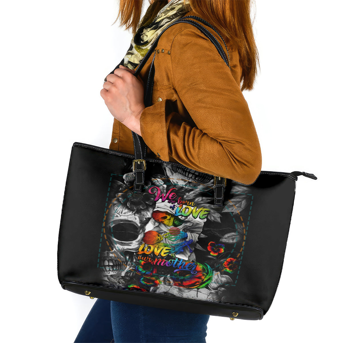 LGBT Leather Tote Bag Lgbt We Are Born Of Love Love Is Our Mother - Wonder Print Shop