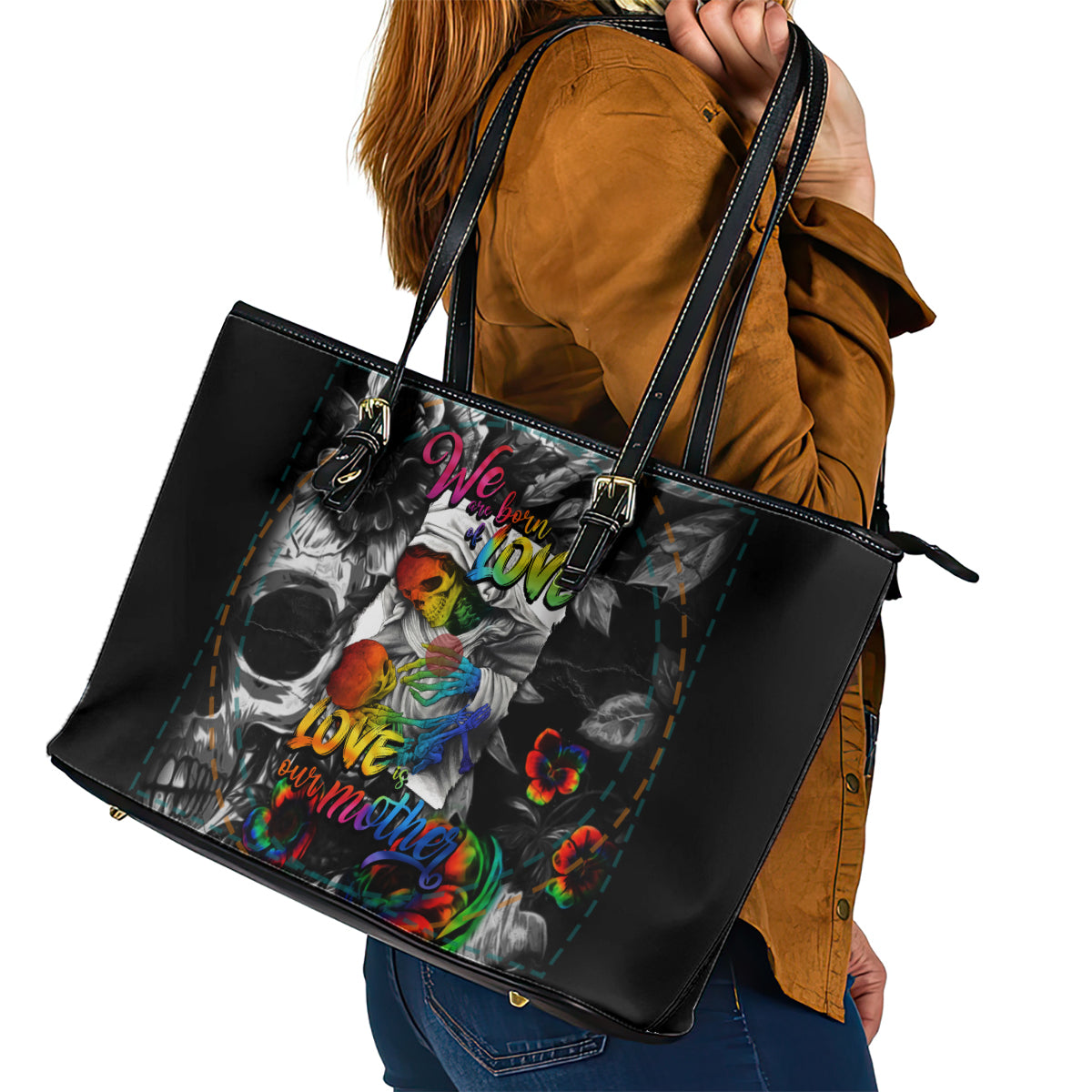 LGBT Leather Tote Bag Lgbt We Are Born Of Love Love Is Our Mother - Wonder Print Shop