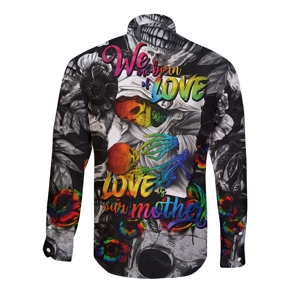LGBT Long Sleeve Button Shirt Lgbt We Are Born Of Love Love Is Our Mother - Wonder Print Shop