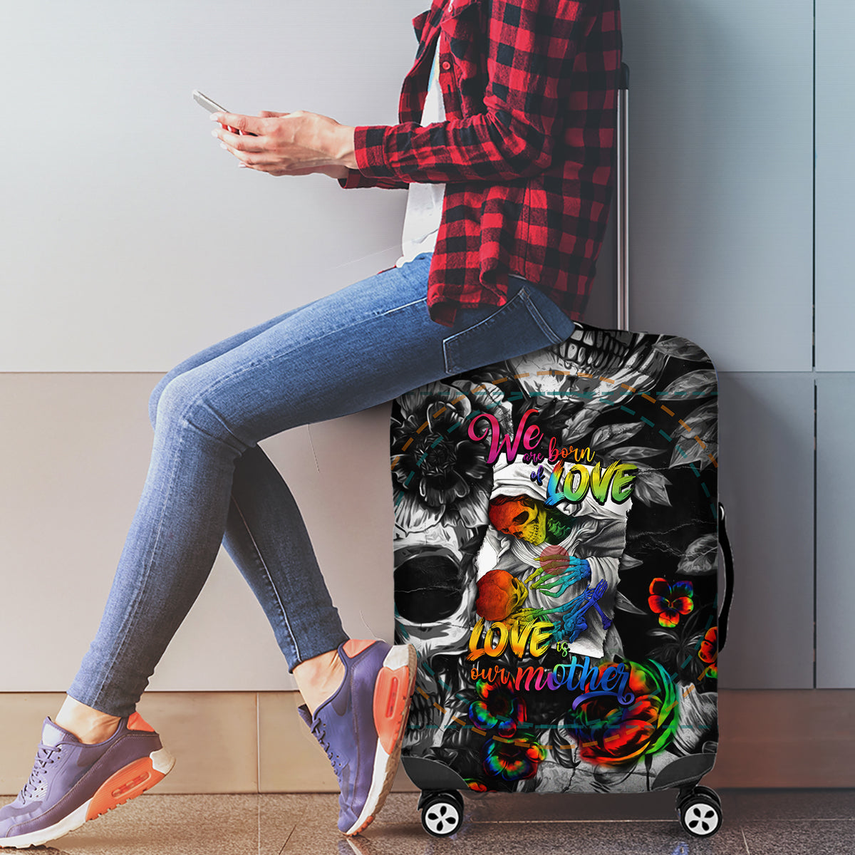 LGBT Luggage Cover Lgbt We Are Born Of Love Love Is Our Mother - Wonder Print Shop