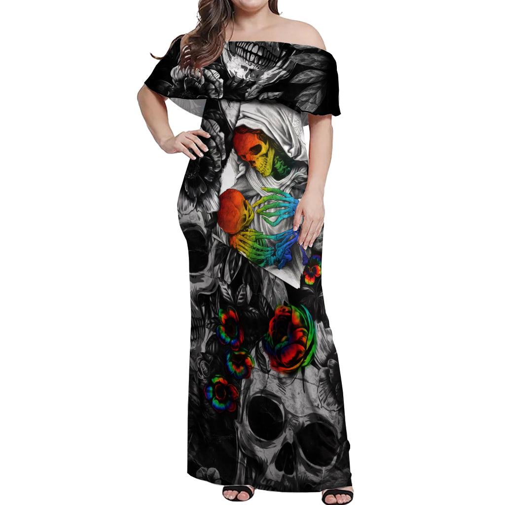 LGBT Off Shoulder Maxi Dress Lgbt We Are Born Of Love Love Is Our Mother - Wonder Print Shop