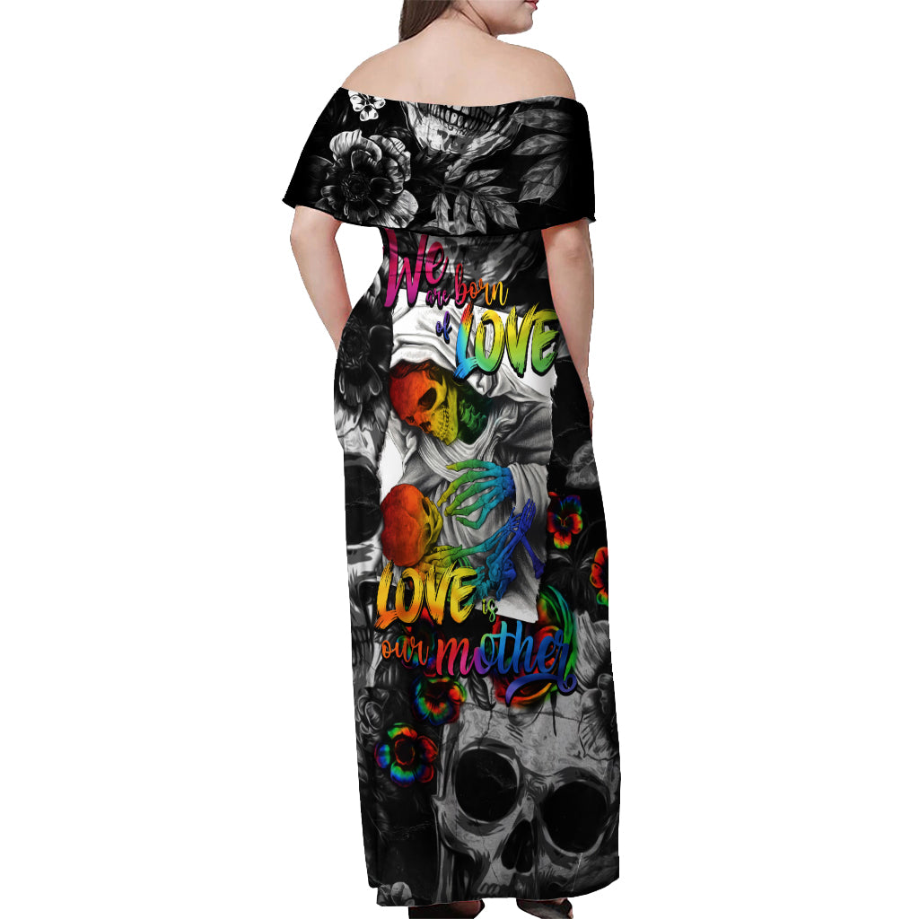 LGBT Off Shoulder Maxi Dress Lgbt We Are Born Of Love Love Is Our Mother - Wonder Print Shop