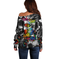 LGBT Off Shoulder Sweater Lgbt We Are Born Of Love Love Is Our Mother - Wonder Print Shop