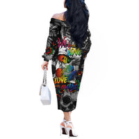 LGBT Off The Shoulder Long Sleeve Dress Lgbt We Are Born Of Love Love Is Our Mother - Wonder Print Shop