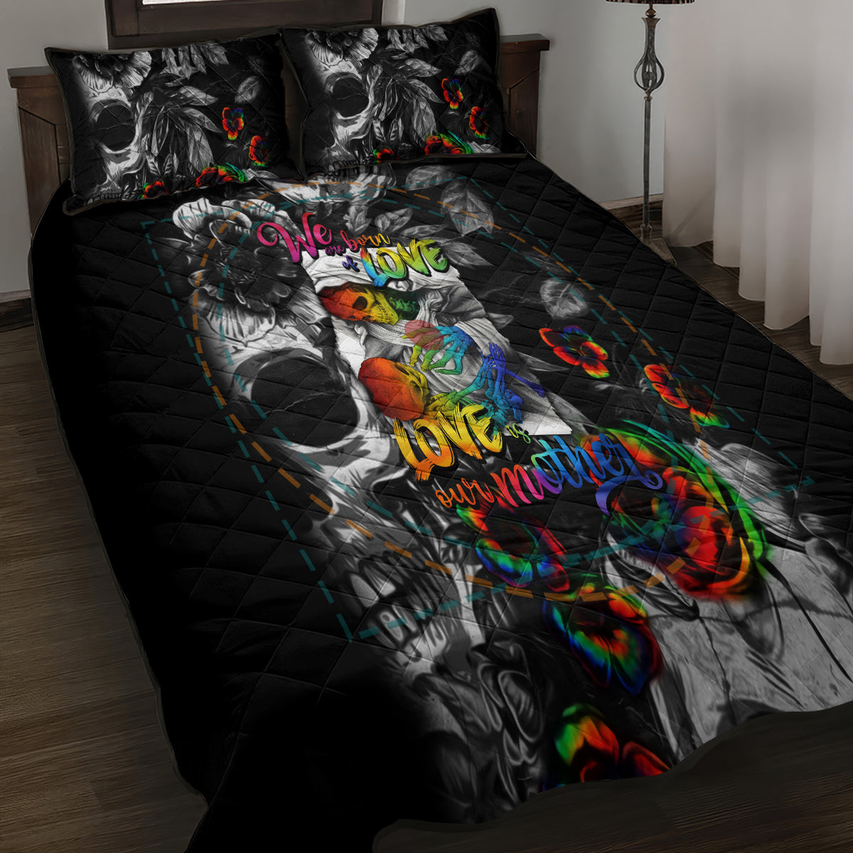 LGBT Quilt Bed Set Lgbt We Are Born Of Love Love Is Our Mother - Wonder Print Shop