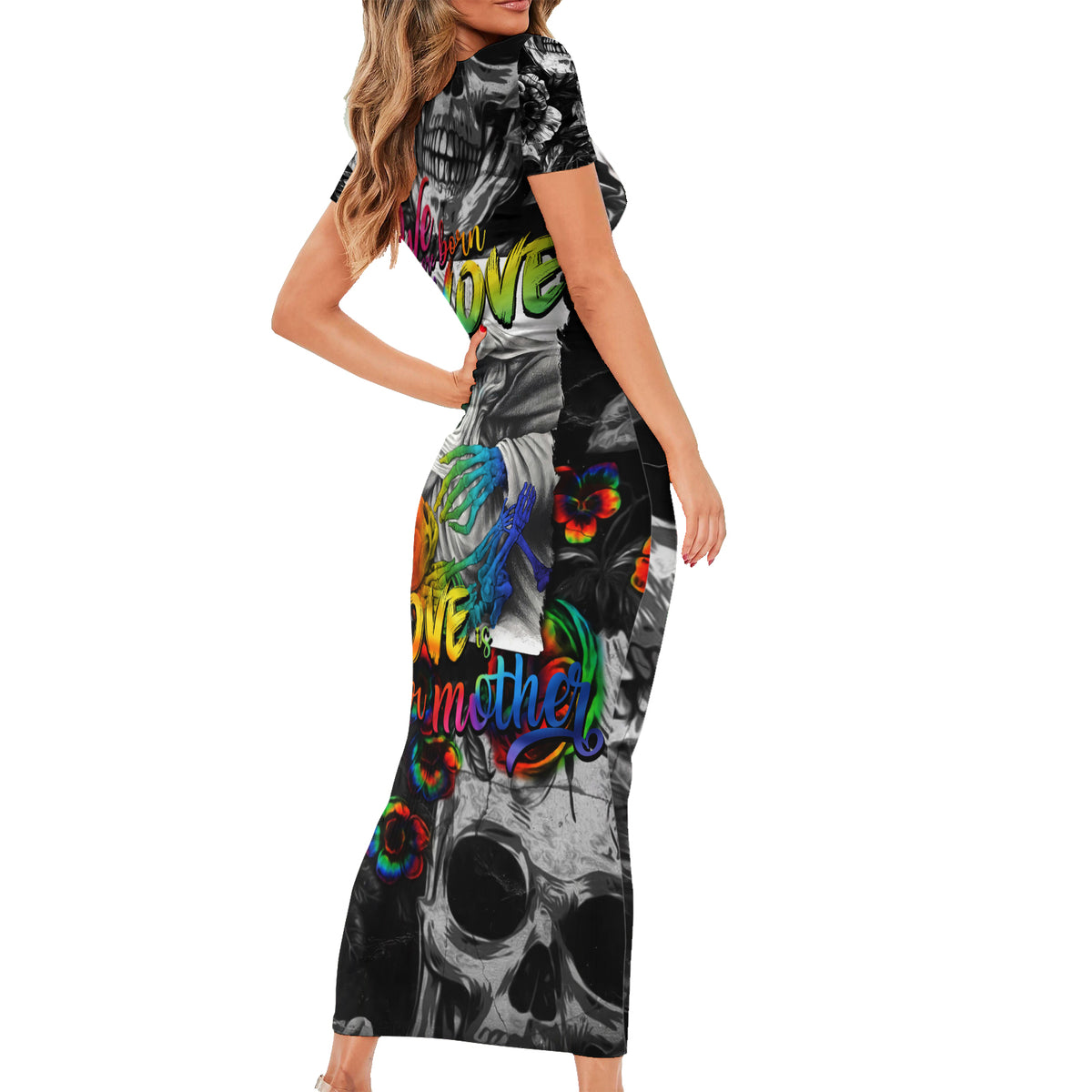 LGBT Short Sleeve Bodycon Dress Lgbt We Are Born Of Love Love Is Our Mother - Wonder Print Shop