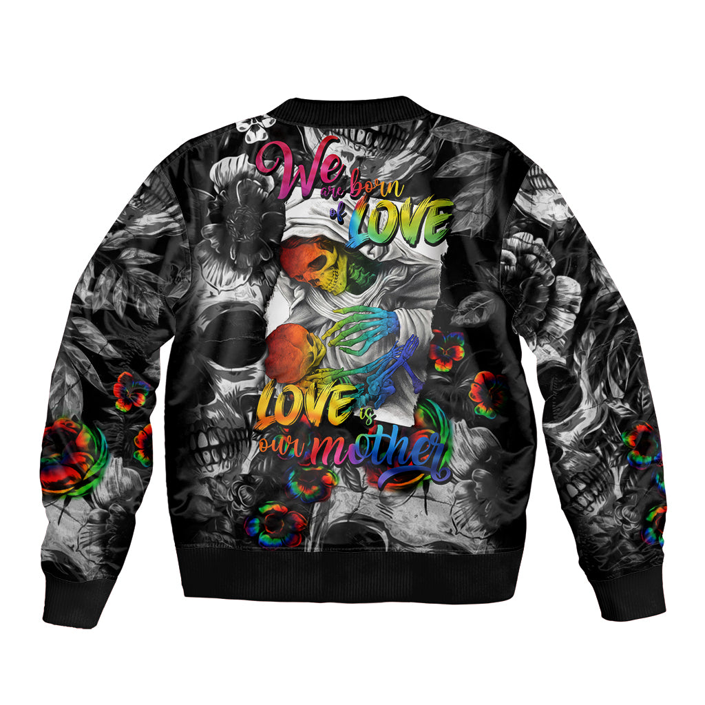 LGBT Sleeve Zip Bomber Jacket Lgbt We Are Born Of Love Love Is Our Mother - Wonder Print Shop