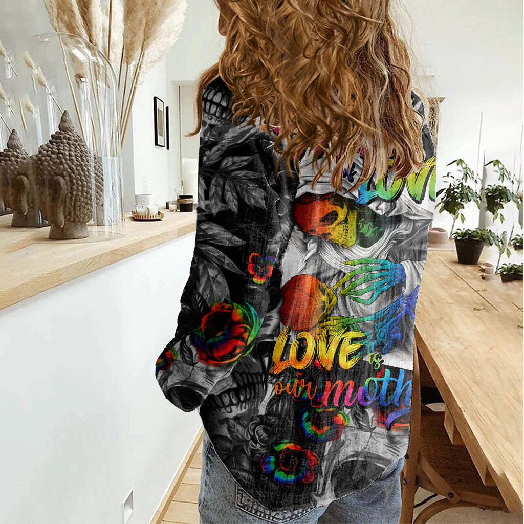 LGBT Women Casual Shirt Lgbt We Are Born Of Love Love Is Our Mother - Wonder Print Shop
