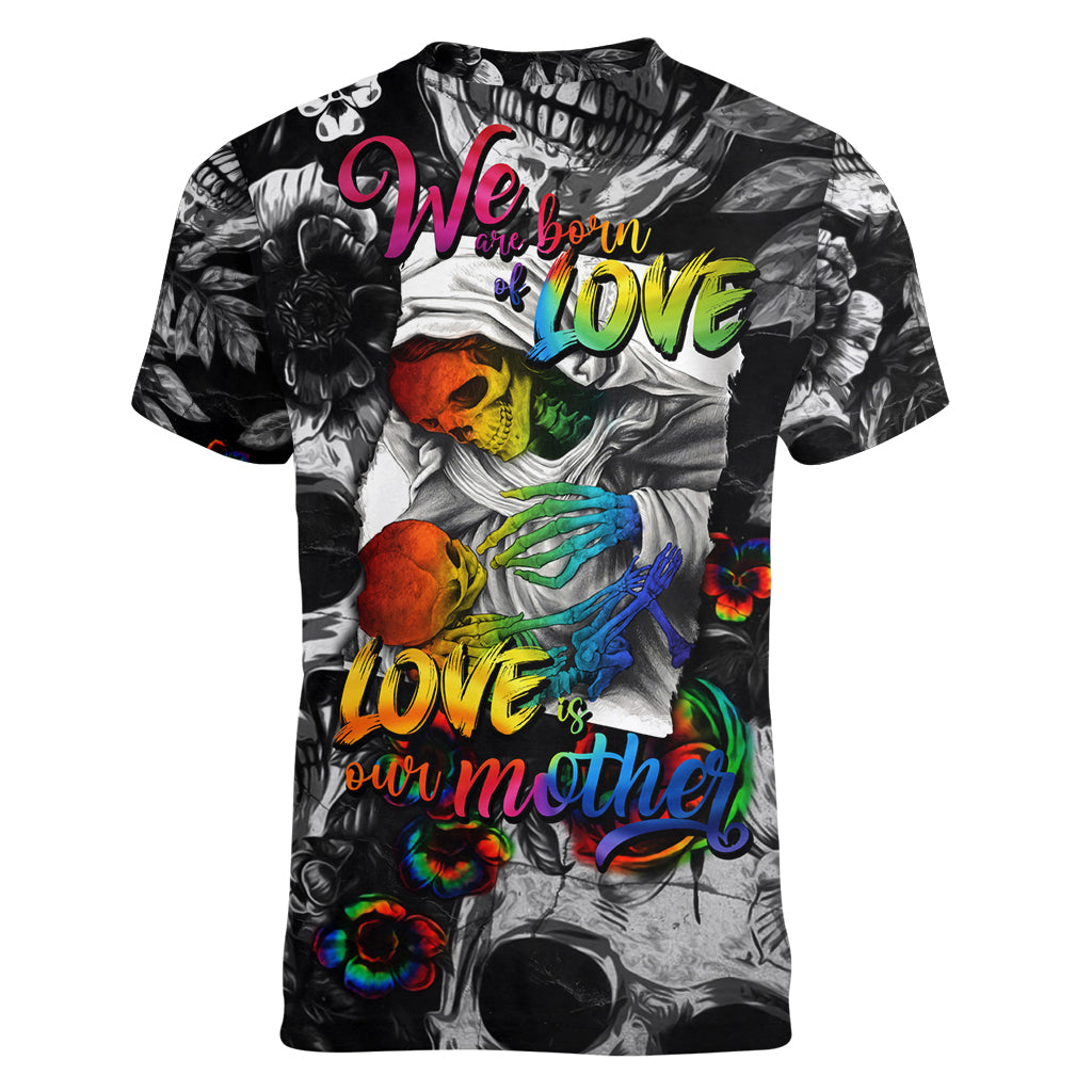 LGBT Women V Neck T Shirt Lgbt We Are Born Of Love Love Is Our Mother - Wonder Print Shop