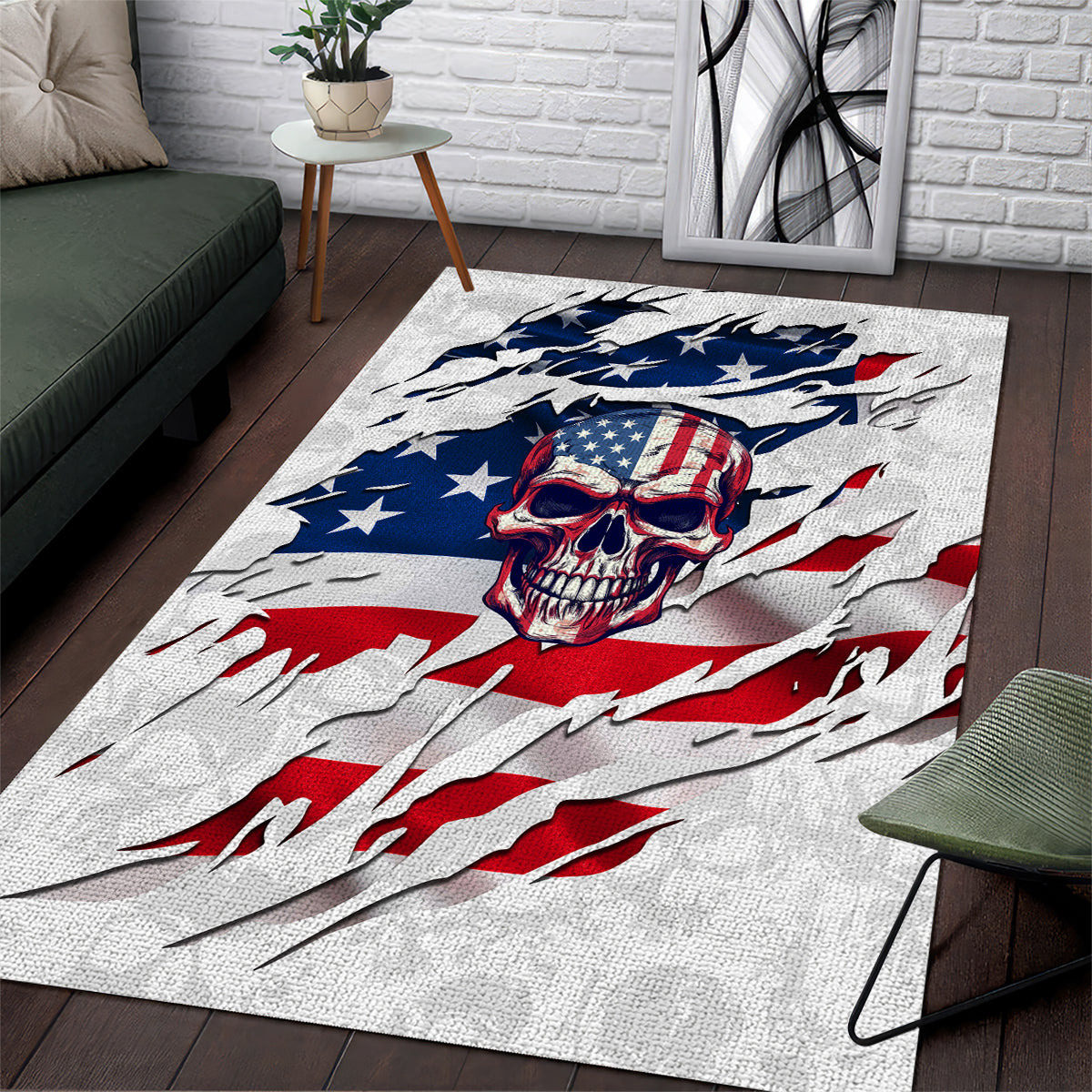 American Flag Skull Area Rug - Wonder Print Shop
