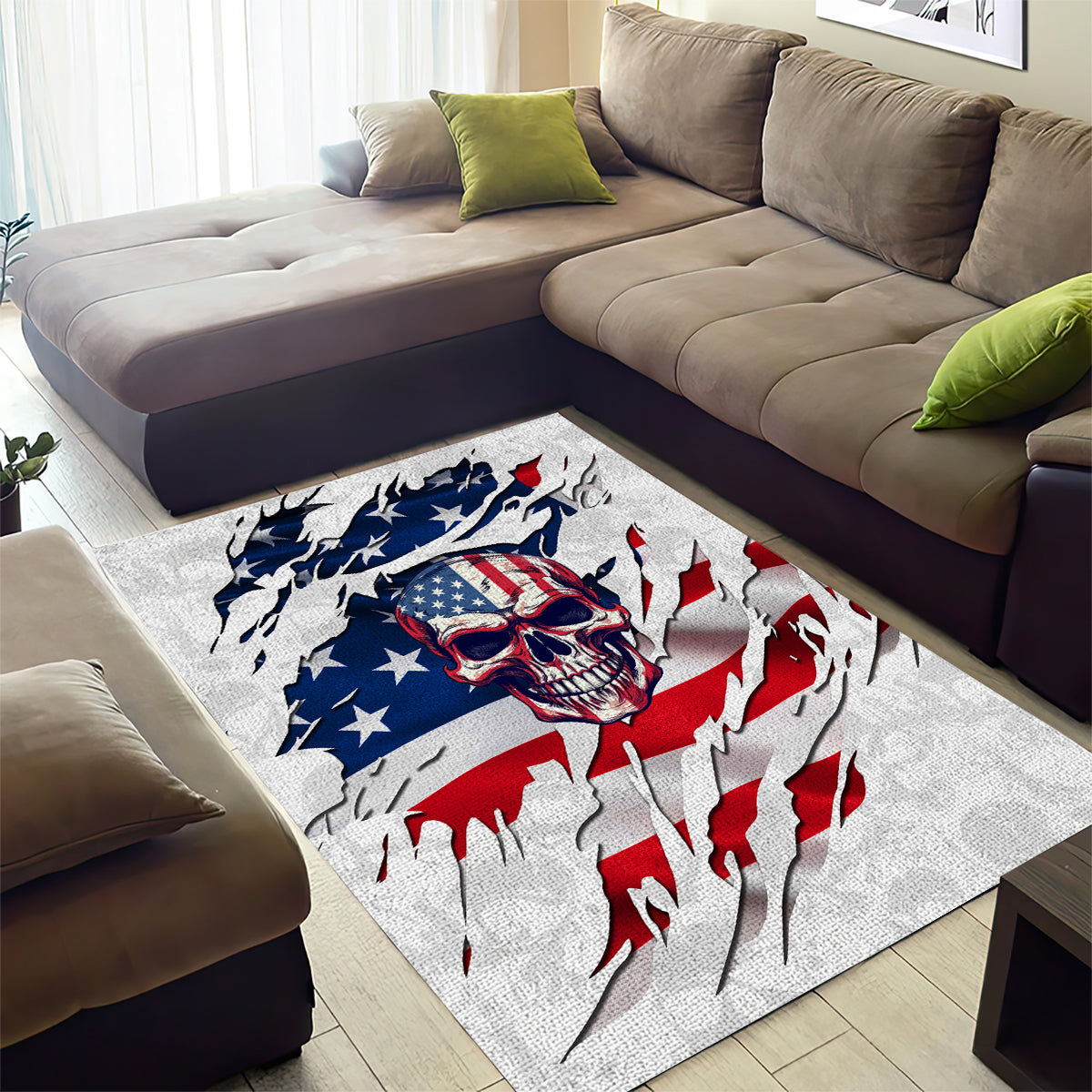 American Flag Skull Area Rug - Wonder Print Shop