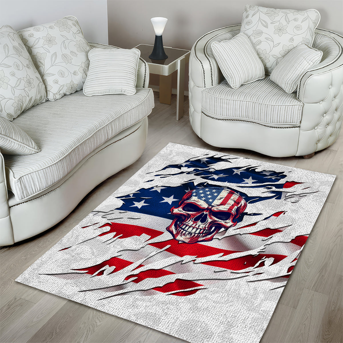 American Flag Skull Area Rug - Wonder Print Shop