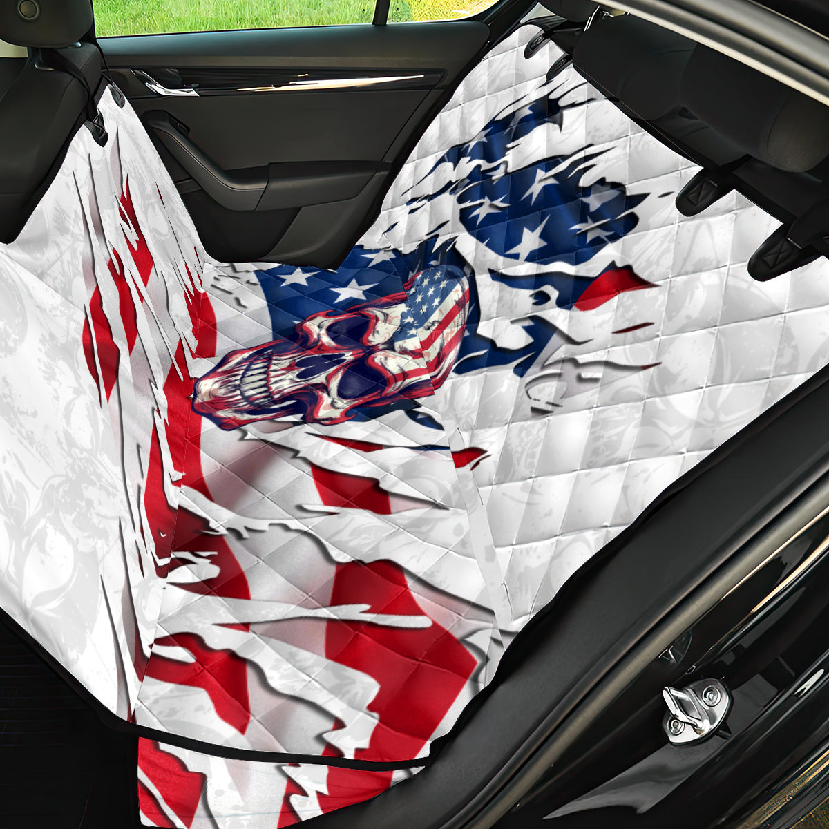 American Flag Skull Back Car Seat Cover - Wonder Print Shop