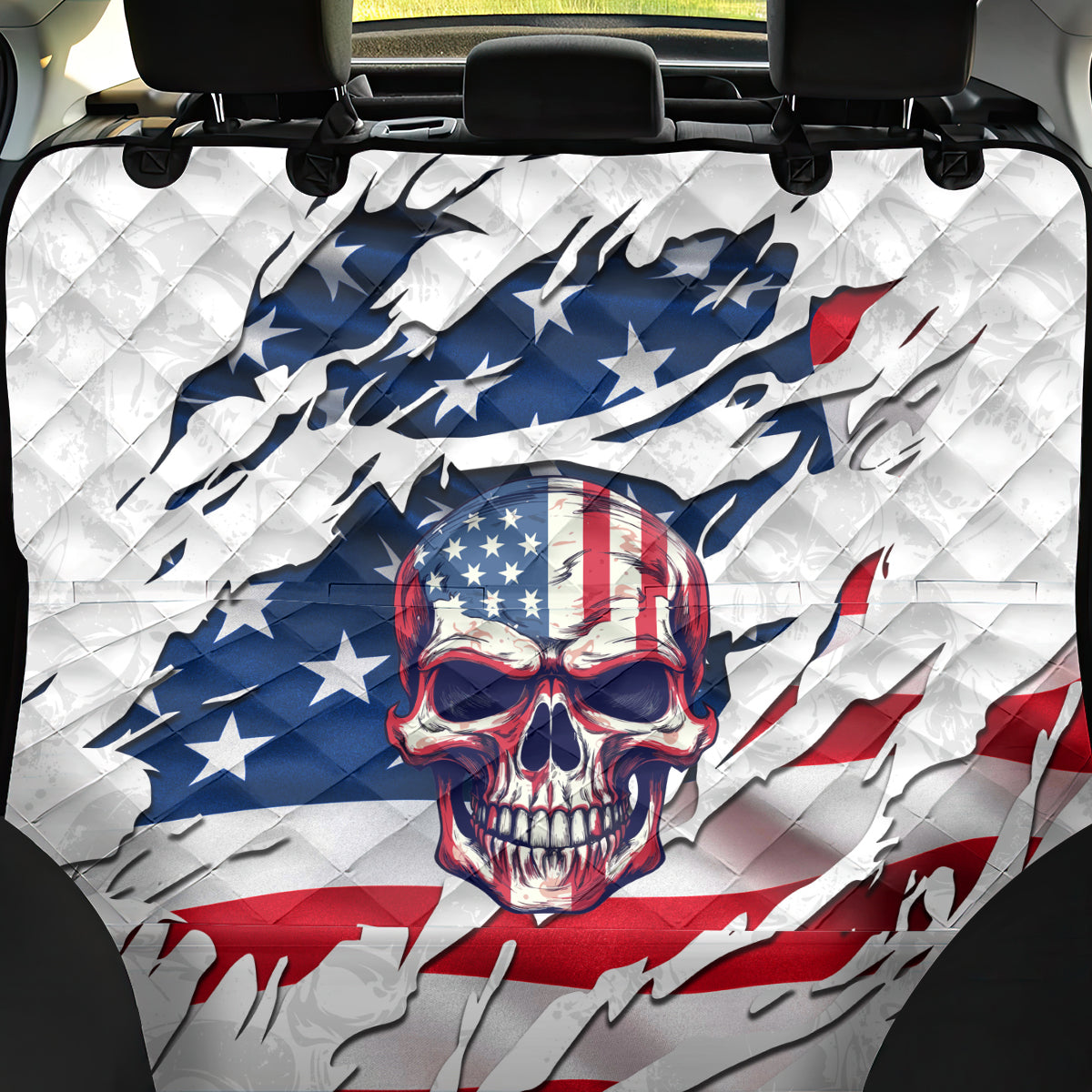 American Flag Skull Back Car Seat Cover - Wonder Print Shop