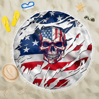 American Flag Skull Beach Blanket - Wonder Print Shop