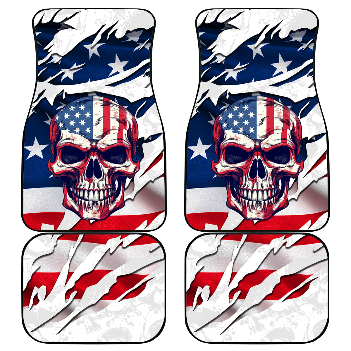 American Flag Skull Car Mats - Wonder Print Shop