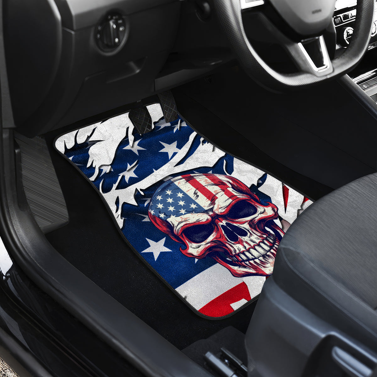 American Flag Skull Car Mats - Wonder Print Shop