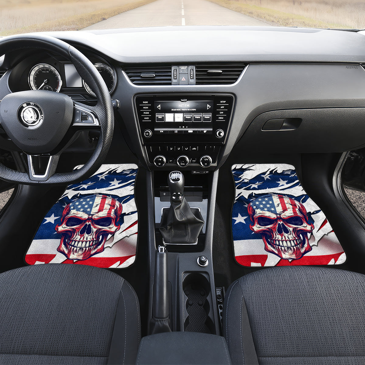 American Flag Skull Car Mats - Wonder Print Shop