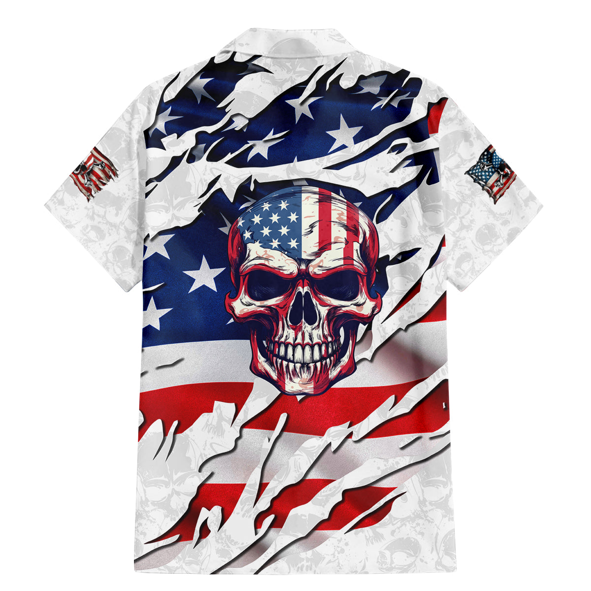American Flag Skull Family Matching Mermaid Dress and Hawaiian Shirt - Wonder Print Shop