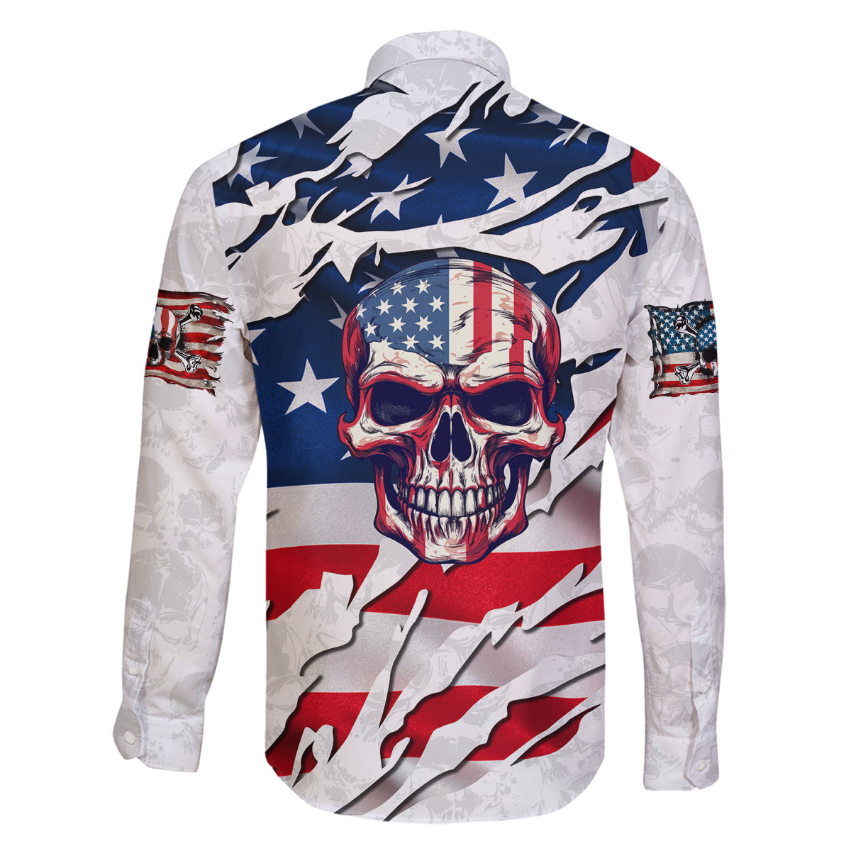 American Flag Skull Family Matching Off Shoulder Maxi Dress and Hawaiian Shirt - Wonder Print Shop
