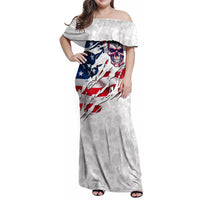 American Flag Skull Family Matching Off Shoulder Maxi Dress and Hawaiian Shirt - Wonder Print Shop