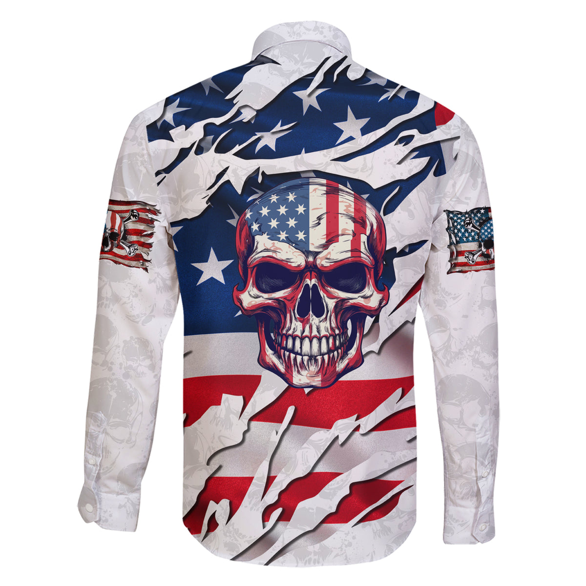 American Flag Skull Family Matching Short Sleeve Bodycon Dress and Hawaiian Shirt - Wonder Print Shop