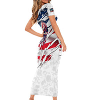 American Flag Skull Family Matching Short Sleeve Bodycon Dress and Hawaiian Shirt - Wonder Print Shop