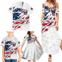 American Flag Skull Family Matching Summer Maxi Dress and Hawaiian Shirt - Wonder Print Shop