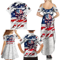 American Flag Skull Family Matching Summer Maxi Dress and Hawaiian Shirt - Wonder Print Shop