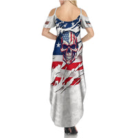 American Flag Skull Family Matching Summer Maxi Dress and Hawaiian Shirt - Wonder Print Shop
