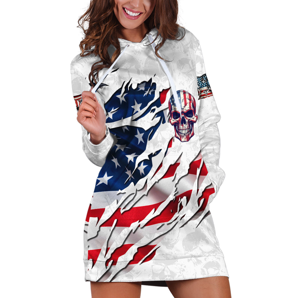 American Flag Skull Hoodie Dress - Wonder Print Shop