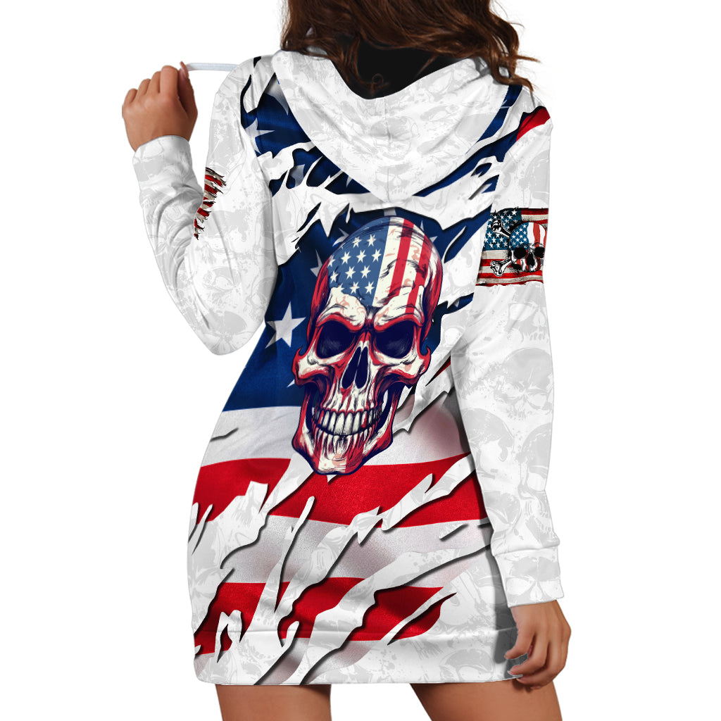 American Flag Skull Hoodie Dress - Wonder Print Shop