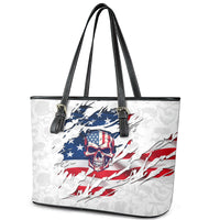 American Flag Skull Leather Tote Bag - Wonder Print Shop