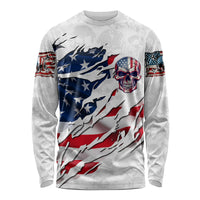 American Flag Skull Long Sleeve Shirt - Wonder Print Shop