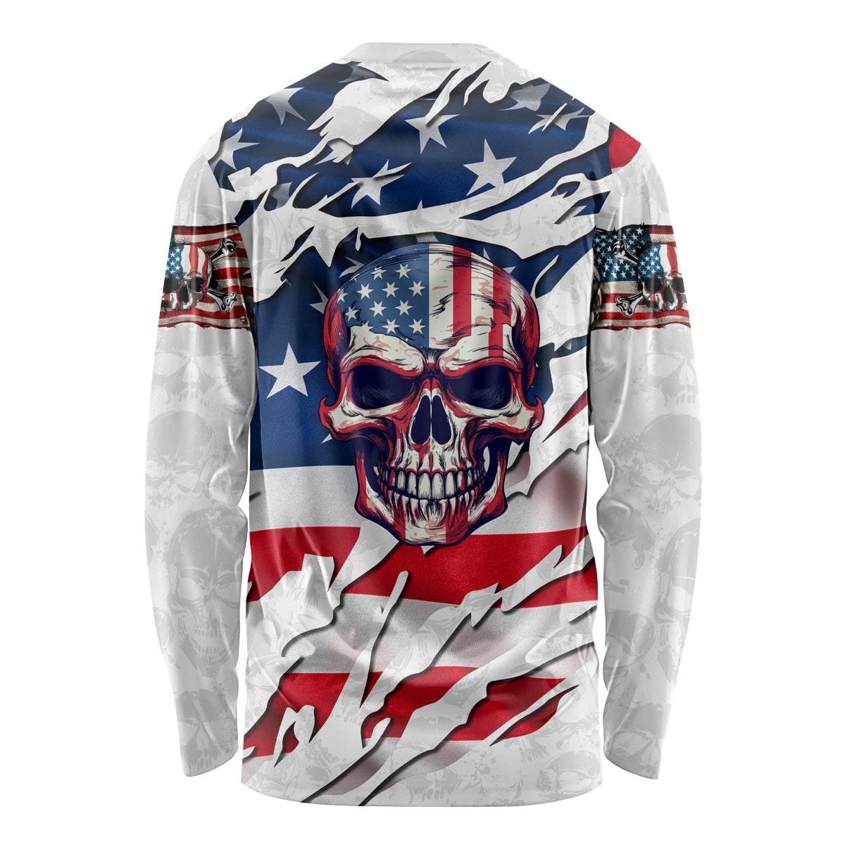 American Flag Skull Long Sleeve Shirt - Wonder Print Shop