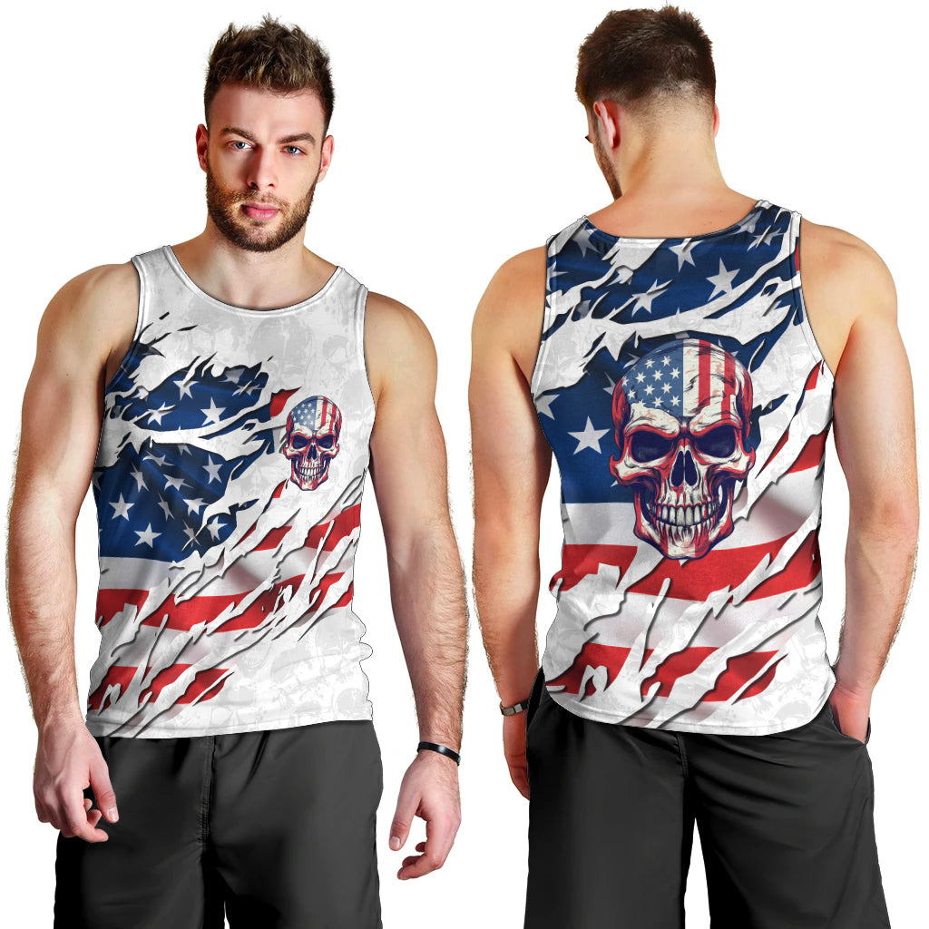 American Flag Skull Men Tank Top - Wonder Print Shop