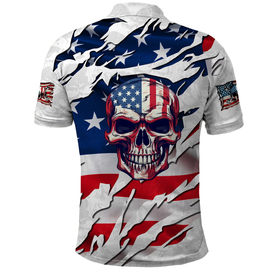 American Flag Skull Polo Shirt - Wonder Print Shop