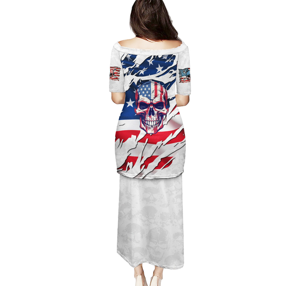 American Flag Skull Puletasi - Wonder Print Shop