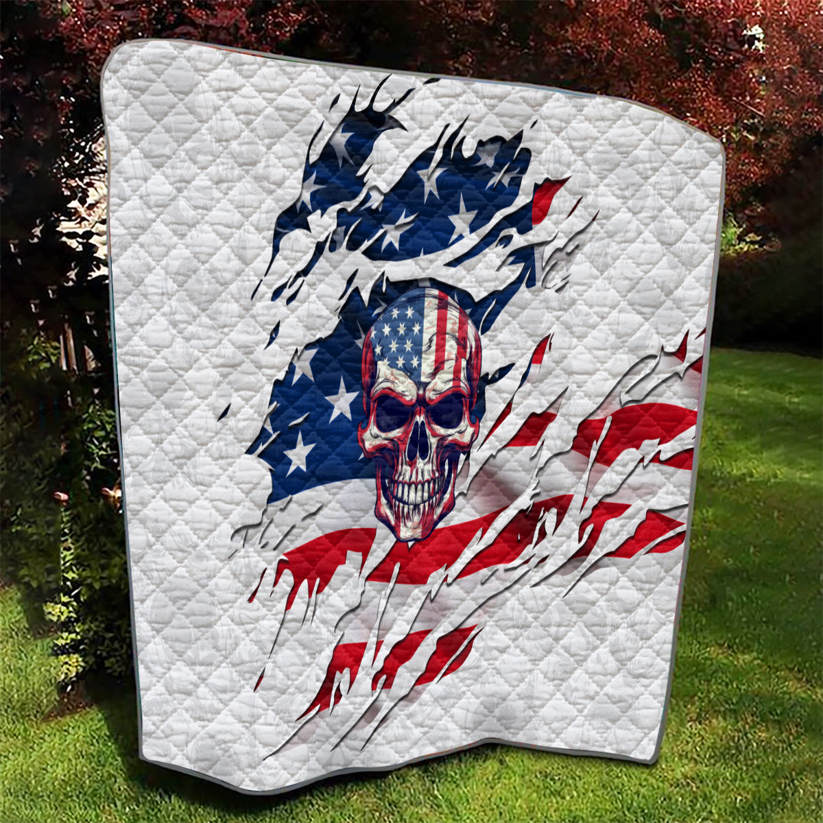 American Flag Skull Quilt - Wonder Print Shop