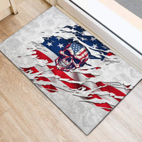 American Flag Skull Rubber Doormat - Wonder Print Shop