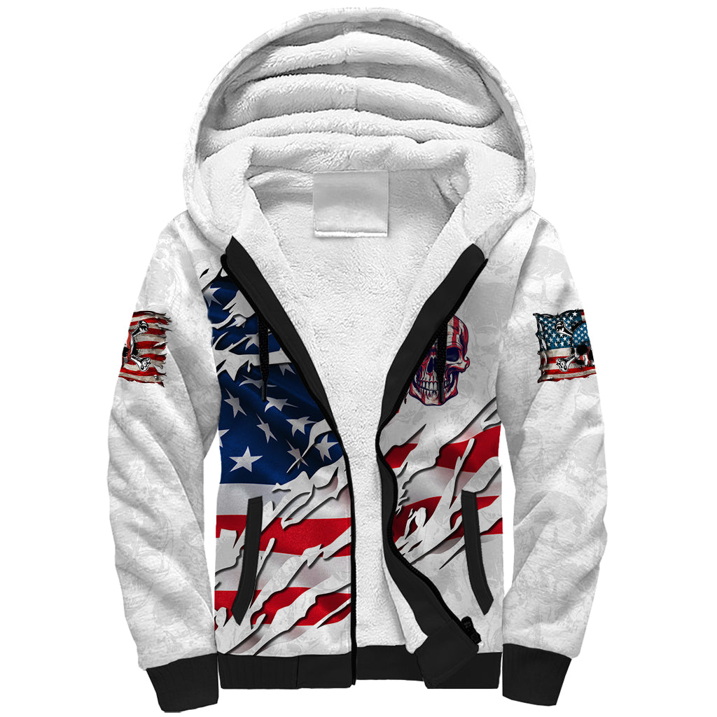 American Flag Skull Sherpa Hoodie - Wonder Print Shop