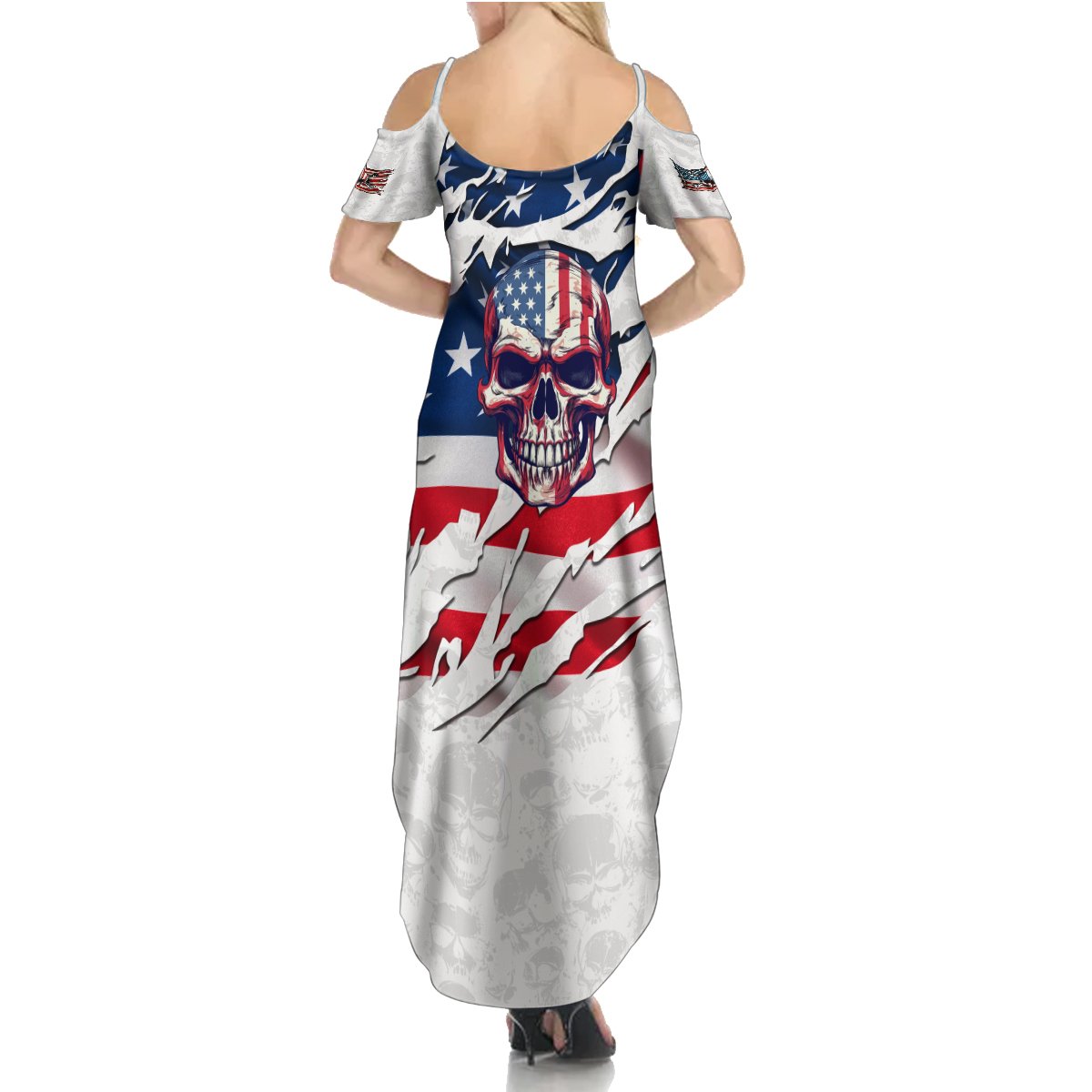 American Flag Skull Summer Maxi Dress - Wonder Print Shop