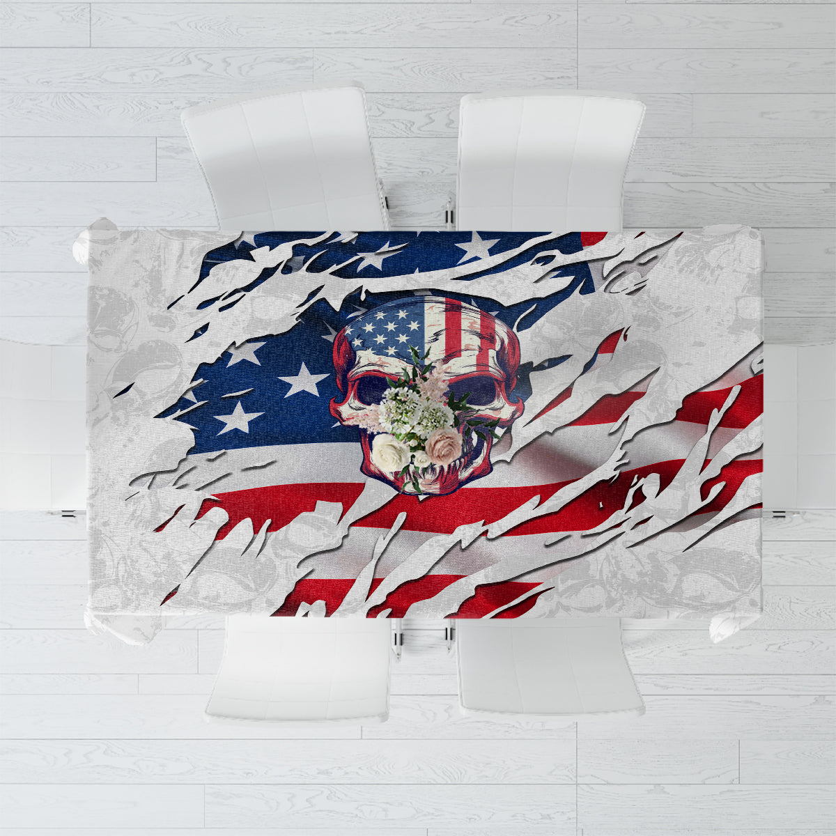American Flag Skull Tablecloth - Wonder Print Shop